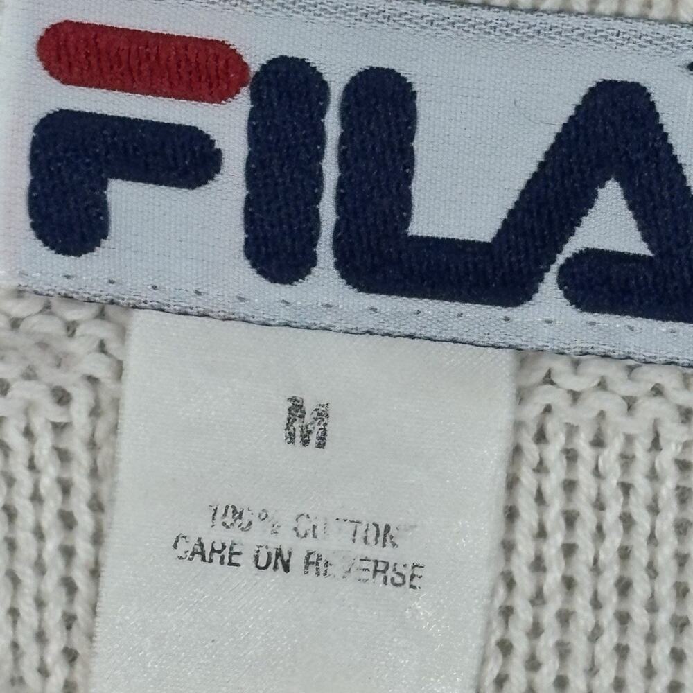 Vintage 90s FILA Men’s Sweater Vest Tennis V Neck Geometric Ivory Size M - Picture 4 of 6